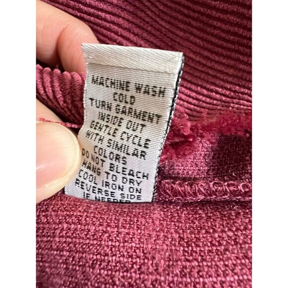 Rue 21 X-Large Fray Raw Corduroy Crop Jacket Shacket Top Wine Oversized XL NEW - Picture 9 of 10